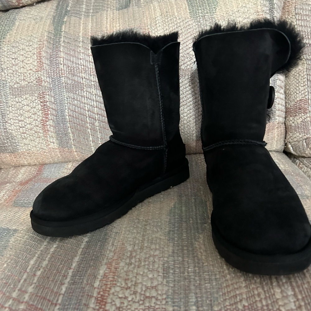 UGG Black Suede Bailey Button II Boots - Picture 3 of 12